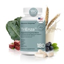 Houston Enzime TriEnza Enzime digestive pentru femei si barbati, Suplimente Enzime digestive pentru proteine, carbohidrati, grasimi si polifenoli ajuta la spargerea grâu, lactate, soia, 180 capsule (90 doze)