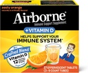 Airborne 750mg vitamina C cu zinc Efervescent comprimate, Immune Supplement with Powerful Antioxidanti Vitamine A C D3 & E - 27 Fizzy Drink Tablets, Zesty Orange Flavor
