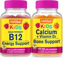 Ei bine, vitamina B12 Copii + Calciu + Vitamina D3 Copii, Gummie Bundle - mare Tasting, Supliment de vitamine, Gluten gratuit, OMG gratuit, Gummy mestecat