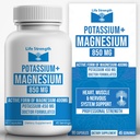 Putere de viaţă Magneziu Complex de potasiu Supliment - 90 Capsule - Suport de magneziu de înaltă absorbţie