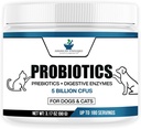 American Standard Suplimente Probiotice pentru câini și pisici cu prebiotice și enzime digestive, 5 Miliarde CFU, 9 Strains, 3.17oz (90g), 180 Servings - Caine & Cat Probiotice pentru sanatate Gut & Digestion