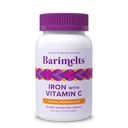 Barimelts Fier cu vitamina C, 90 comprimate care se dizolvă rapid (1 lună de aprovizionare), supliment de fier bariatric fără zahăr pentru femei, aromă naturală de portocale