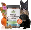 Strawfield Animale de companie Senior Multivitamine + Probiotice pentru câini cu lapte Thistle Suport comun Supliment pentru câini Bacon Flavor 120 Soft Chews