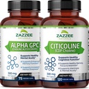 Zazzee Ceticoline CDP Capsule de colină şi Alpha GPC Capsule de colină