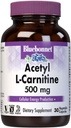 Bluebonnet Nutritie Acetil L-Carnitina, Transporturi Acidi grasi, Boosts Cellular Energy, Soy & Gluten-Free, Kosher Certified, Vegan, 30 Capsule vegetale, Alb, 500mg