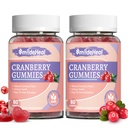 Cranberry Gummies 1000mg, Cranberry Suplimente pentru femei, cu D-Mannose 250mg, Femei Probiotic Gummies, Urinal Tract Health, Cranberry Flavor, NO OMG-uri, 60 Conte (Pachet de 2)