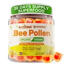 Bee Polen Organic 1000mg, w/Propolis, Royal Jelly, Sugar Free Bee Polen Gummies Rich in B-Vitamina, Antioxidanti, Aminoacidi, Albina Polen Supliment pentru energie, Piele si Imune (1 ambalaj)