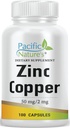 Supliment de cupru de zinc (100 capsule) cu 50 mg de zinc Gluconat, 2 mg sulfat de cupru pentru suport imun - gluten gratuit, non-GMO