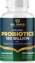 Probiotice organice 180 Miliarde CFU - 40 Strais Vegan Probiotice + Prebiotice + Enzime digestive - Gut & Imune Health - 100% Pure, Potenta maxima & Perioada de valabilitate Stable - Made in the USA