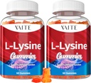 L-Lysine 1000mg Gummies - Suporturi Piele, Lip, Vegan, Gluten Free, 60 Lysine masticabile pentru adulți, Vitamine Sanatate tesutului si sistem imunitar, Aminoacid Vitamina Suplimente & Complex Suplimente (2 ambalaj)