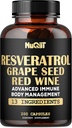 Trans Resveratrol Supliment cu extract de vin rosu, Immune & Body Management Complex - Echinacea, Usturoi Bulb, Berberine HCI, Milk Thistle & More - 200 Capsule pentru 100 Serviri