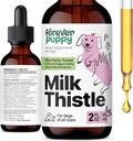 Catelus lapte Thistle Supliment pentru câini - Suport pentru ficat pentru câini cu extract de muls de lapte - Silymarin Suplimente & Vitamine pentru Rasa Medium mic mare - Picături de dezintoxicare ficat canin - 2 oz