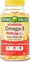 Spring Valley Omega-3 1000 mg de ulei de pește, inimă, creier de sănătate, Lemon,180 Softgels