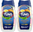 TUMS Antiacide comprimate masticabile pentru ameliorarea arsurilor la stomac, Ultra Concentraţie, Asortate fructe, 72 comprimate (Pachet de 2)