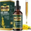 Picături organice Mullein pentru plămâni, Mullein Leaf Tincture Support Lung Curățenie, Extrasul natural de lichid pentru Lung Detox și de sănătate respiratorie, Vegan, 2 fl oz