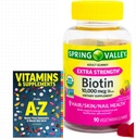 Spring Valley Biotin 10000mcg Vegetarian Gummy Supliment, 90ct +Better Guide Vitamine Suplimente