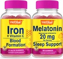Ei bine, Iron+Vitamina C + Melatonina 20mg, Gummie Bundle - mare Tasting, Supliment de vitamine, Gluten gratuit, OMG gratuit, Gummy mestecabil