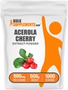 BulkSupplements.com Acerola Cherry Extract pulbere - naturale vitamina C Supliment, Acerola Cherry Powder - Vegan & Gluten gratuit, 500 mg per Serving, 500g (1.1 lbs) (Pachet de 1)