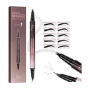 2-in-1 Creion sprânceană curbată și eyeliner cu 10Pcs Stencils sprâncene, Microblading eyebrow Pencil cu 4 Fork-Tip și curbat vârful de precizie, impermeabil și lung creion sprânceană pentru femei, negru moale