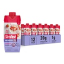 SlimFast Proteine Shake, capsuni- 20g Proteina, Masa de inlocuire Shake Gata de baut, Proteina mare cu carbohidrati scazuti si zahar scazut, 24 vitamine si minerale, 12 Conte (Pachetul de 1) (Pachet de mai Vary)