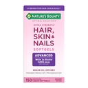 Natura's Bounty Advanced Hair, Skin & Nails, Argan-Infuzed Vitamin Supplement with Biotin and Hyaluronic Acid, 150 Rapid Release Softgels, 50 Total Servings