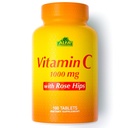 ALFA VITAMINS Vitamina C cu Rose HIPS cu 1000 mg vitamina C per Serving - Antioxidant & Immunum Supports Healthy Skin & Joints - Non OMG, Vegan, Gluten Free, Dairy Free - 100 Comprimate
