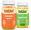 BeLive Bundle Magneziu si Gume Turmerice pentru relaxare, somn, suport pentru imbunatatiri si suport pentru mobilitate