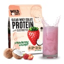 SOCIETY WILD - Proteina whey limpede + Electroliti - Reîmprospătarea praf de izolat de proteine - 20g Proteina, 0 Zahăr adăugat, fără OMG-uri, arome naturale și culori - nucă de cocos de căpșun, 16 oz