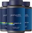 ProHealth Longevity ATP - 400 mg X 90 Servings, PeakATP patentat ATP pură pentru a menține energia celulară, rezistența musculară și funcția cognitivă, susține sănătatea inimii și eficiența metabolică (3 ambalaj)