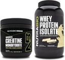 NutraBio Creatina Monohidrat, Nearomate, 150g și Whey Proteine Izolat, Vanilie alpină, Supliment Bundle - Energie musculară, Lean musculare creștere, recuperare și putere