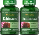 Puritan's Pride Premium Echinacea Natural Herb Supplement 400mg, Dietary Supplement for Health, Immune System Support, 200 Rapid Release Capsule, 2 Pack