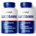Glucosamină Premium & Chondroitin Supliment nutritional - comun sănătos, suport Bone & Genunchi - bogat în MSM & Colagen - Ingrediente naturale organice - Made in USA - 120 capsule 2 Pack