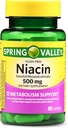 Spring Valley Flush-free Niacin 500 mg suport metabolic, 60 capsule (Pachet de 2)