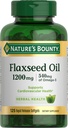 Nature's Bounty Flaxseed and Omega 3, Dietary Supplement, Supliments Cardiovascal Health, 1200mg, Softgels, 125 ct