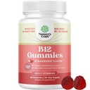 Vitamina B12 Gumiile pentru adulţi - Vitamina B12 1000 mcg Gumele masticabile pentru energie şi menţinerea dispoziţiei Sănătatea imună şi nervilor - Kosher non-GMO & Gluten Supliment gratuit pentru femei şi bărbaţi - 60 Conte
