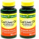 Spring Valley - Cod Ulei de ficat cu vitamina A & D 100 softgels (Pachet de 2)