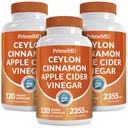 5-in-1 Ceylon Scorțișoară Capsule 2355mg - Ceylon Scorțișoară și Oțet capsule de cidru de mere - Turmeric și Panax Ginseng - Scorțișoară Suplimente cu Bioperină (120ct, Pachet de 3)