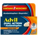 Advil Dual Acţiune înapoi Caplete de durere Livrează 250 mg Ibuprofen şi 500 mg Acetaminofen per doză timp de 8 ore de ajutor dureri de spate - 72 Conte