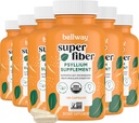 Capsulele Bellway Super Fiber (6 Pack) - USDA Capsule organice Psyllium Husk - Suplimentul zilnic Psyllium Husk Fiber pentru Sănătate Digestivă și Regularitate, Pe bază de plante, Non-GMO, Kosher - 960 Capsule