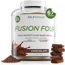 Fuziune Patru praf de proteine Vegan - 21g de plante pe bază de praf de proteine - Gluten gratuit, lactate gratuit și fără soia, Proteina de mazăre cu BCAA - Ciocolata aroma - 5lbs