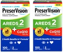 PreserVision Eye Vitamina si Suplimentul mineral AREDS 2 Formula + CoQ10, 2 in-1 Beneficii de sănătate, 100 Softgels (2 pe zi) Pachet de 2