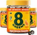 8Greens Daily Fiber Super Greens Gumries - Tangerine Aroma: Boost Immune System & Digestive Health with 8 Real Greens - Non-GMO Formula, Chewables, 50 Gummies, Pack of 3