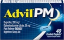 Advil PM (40 Count, Pack of 2) Pain Relieiver / Nighttime Sleep Aid Caplet acoperit, 200mg Ibuprofen și 38mg Difenhidramină Citrat
