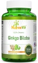 NutreeVit 100% Organic Ginkgo Biloba Capsule - Sustine sanatatea creierului, alerta mentala, circulatie si creste memoria - Antioxidant organic - 100 Conte Sticla