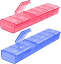 Auvon 2 Pack Săptămânal Organizator Pilula, Dual-Color Caz Pilula Mare Set pentru Multiple Pilula Urmărire, Cutia Pilula 7 Ziua de Călătorie, Pilula Container pentru Acasă Utilizați pentru a deține vitamine, Suplimente, Medicamente