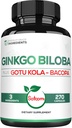 1520mg Ginkgo Biloba Suplimente cu Gotu Kola Leaf, Bacopa Monnieri - 270 capsule - Suport suplimentar de rezistență pentru sănătatea creierului, funcția de memorie, Focus & Vision Quality - 3 luni de aprovizionare