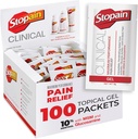 Stopain Pachete clinice de calmare a durerii Gel, 100 Pack, Made in USA, Relief de durere de performanta maxima cu 10% mentol Plus Glucosamină pentru dureri musculare, dureri articulare şi artrită