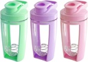 Moonlight Makers Set de 3 drăguț 16oz Proteine Shaker Sticla, Otel Whisk Ball - Leakproof, Spălătorie în condiții de siguranță Gym Sticla, Shaker Cupe pentru Shakes proteine, Preworkout băuturi Mixer Cupa - roz, verde, violet