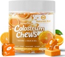 Colostrum Chews Supliment cu probiotice pentru sanatate gutoasa, Blooting, Suport Imun, Piele, Cresterea parului si frumusete - Orange Flavor (60 Servings)