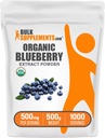 BulkSupplements.com Extract organic de afine - Supliment de extract de afine, suport antioxidant - Vegan & Gluten gratuit, 500 mg pe servire, 500g (1.1 lbs) (Pachet de 1)